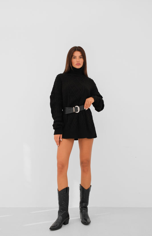 Turtleneck knit mini dress