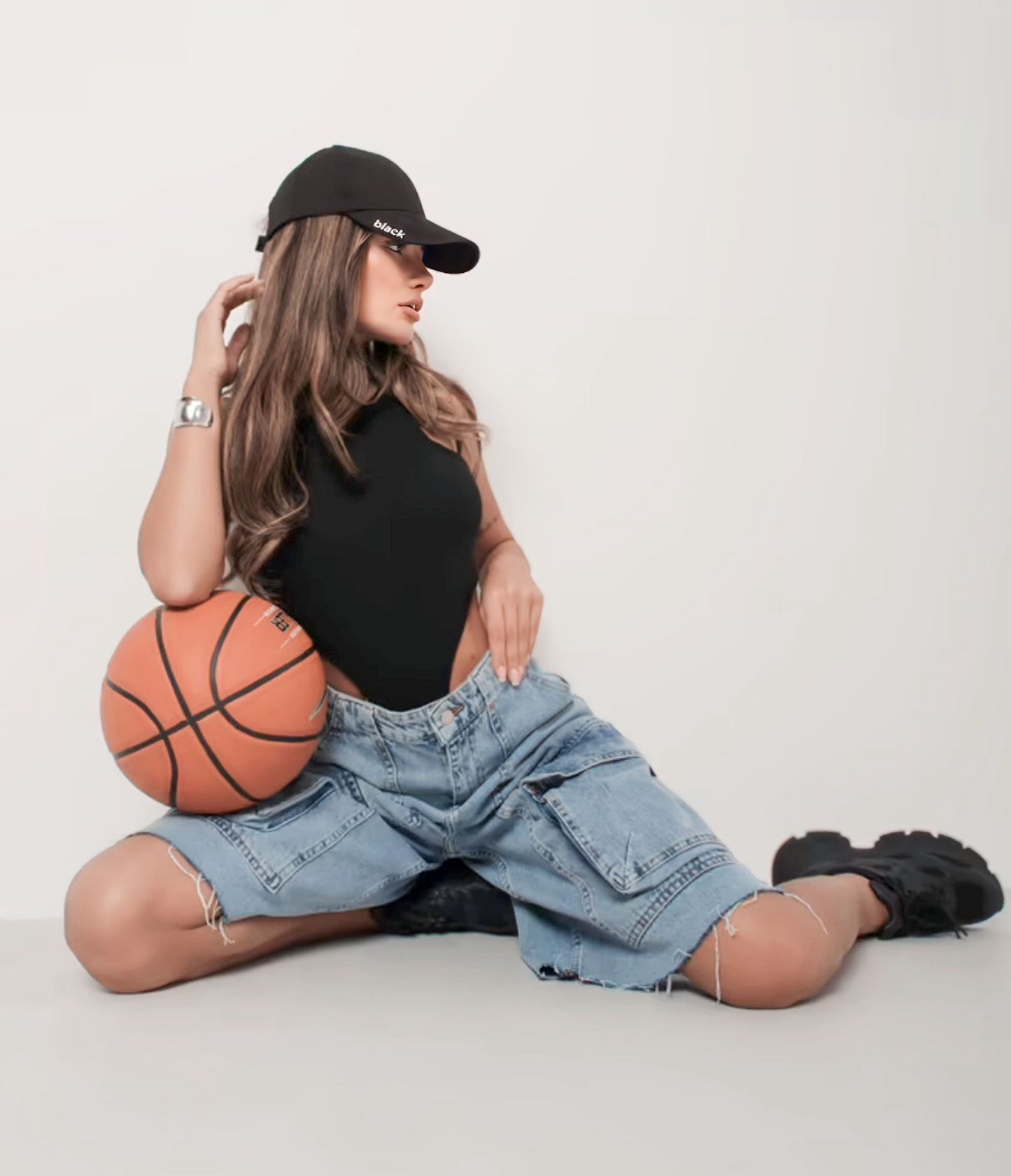 High waist black bodysuit