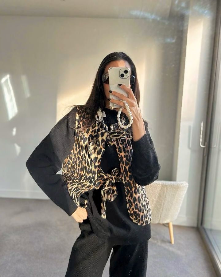 Animalier sleeveless jacket