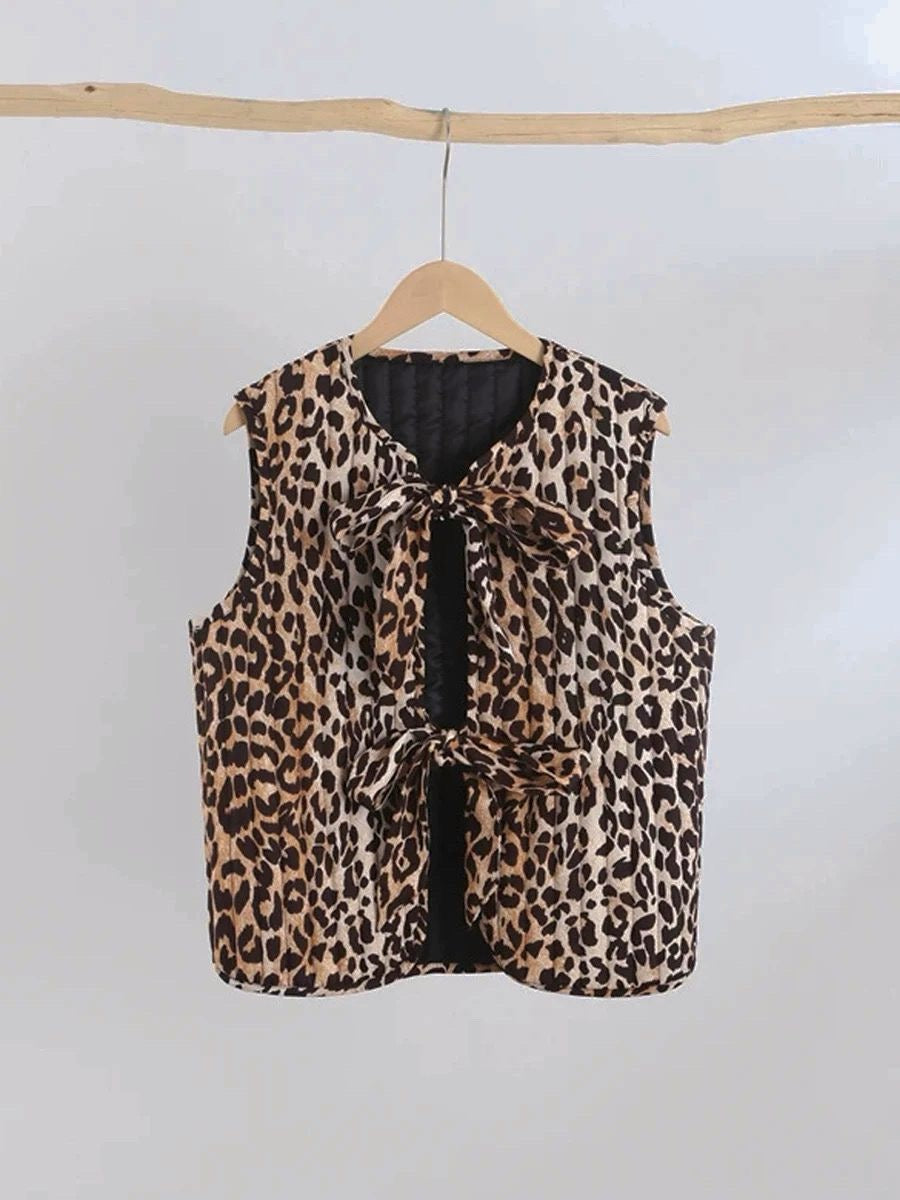 Animalier sleeveless jacket