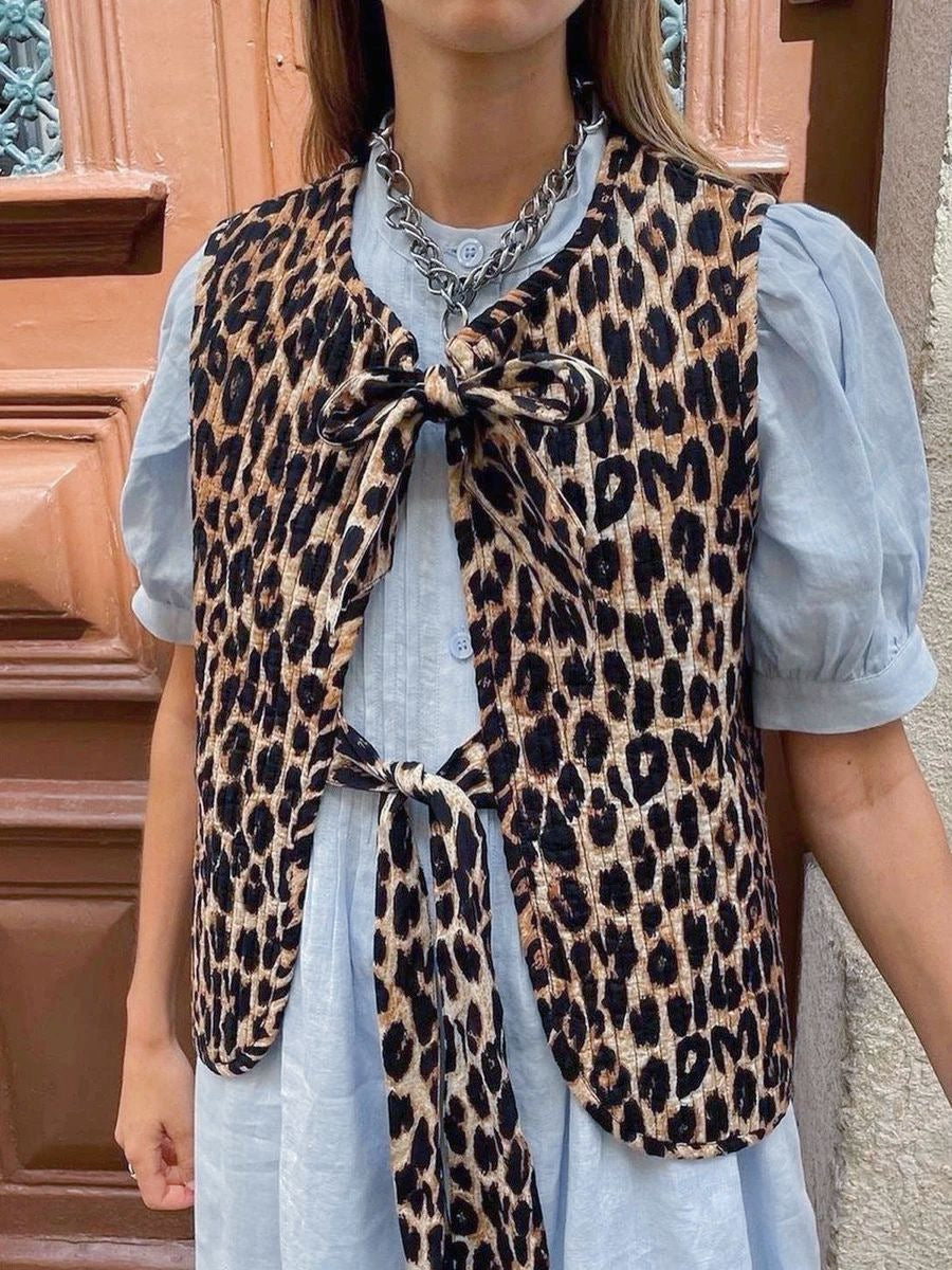 Animalier sleeveless jacket