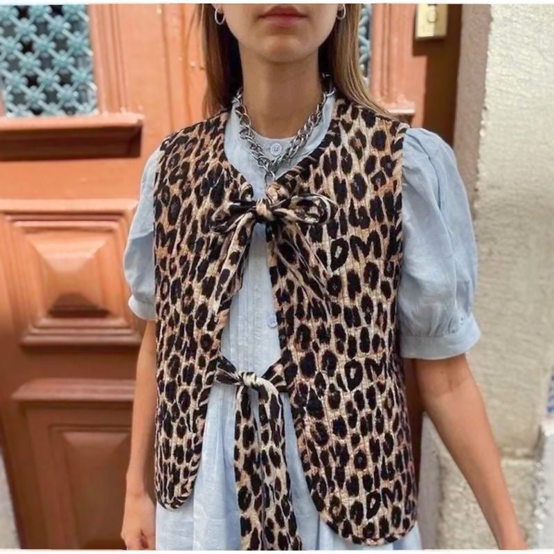 Animalier sleeveless jacket
