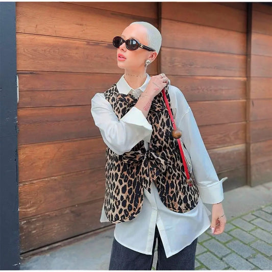 Animalier sleeveless jacket